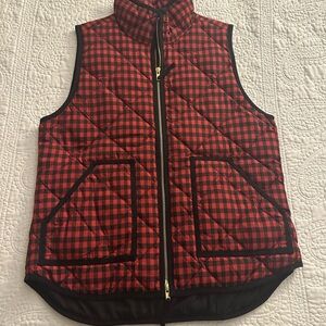 J. Crew Red and Black Plaid Vest